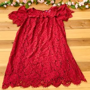Large red Motherhood maternity blouse with lace